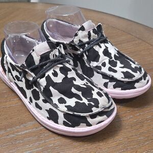 Hey Dudes Womans Wendy Funky Cow Prunt  Shoes Comfort Casual Slip-On , Size 7